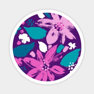 Floral pattern - hand painted flowers - colorful abstract flower pattern design Magnet